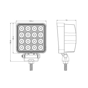 REVON LED-TYÖVALO 9-32V | 48W | 3600LM | 110X110X72MM | IP68 2