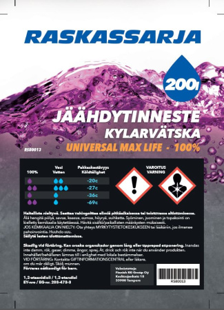RASKASSARJA JÄÄHDYTINNESTE TUMMAN PUNAINEN MAXLIFE G12++ 200L TYNNYRI 