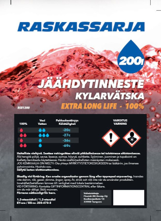 RASKASSARJA JÄÄHDYTINNESTE PUNAINEN EXTRA LONG LIFE 200L TYNNYRI 