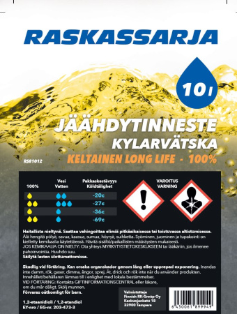 RASKASSARJA JÄÄHDYTINNESTE KELTAINEN LONGLIFE 10L KANNU