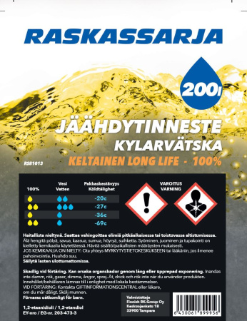 RASKASSARJA JÄÄHDYTINNESTE KELTAINEN LONGLIFE 200L TYNNYRI 