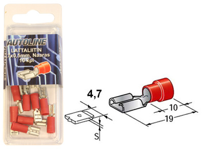 AUTOLINE LATTAPISTOKE PUNAINEN 4,7MM 10 KPL 