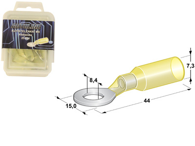 AUTOLINE RENGASLIITIN KELTAINEN 8MM 25 KPL, KUTISTE