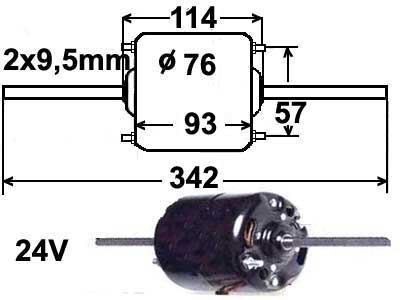 MOOTTORI LÄMMITYSLAITTEELLE 24V 2X9,6MM/75