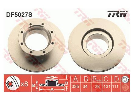 TRW JARRULEVY MERCEDES ATEGO 335X34X111MM