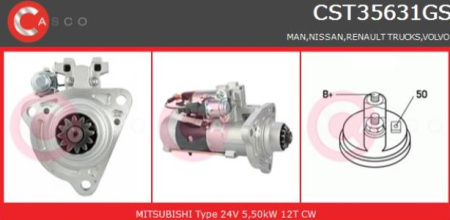 MITSUBISHI KÄYNNISTIN VL D12/D13 24V/5,5KW | 12-HAMPAINEN | UUSI