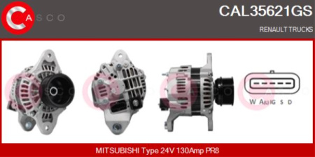 MITSUBISHI LATURI SISU/RENAULT/VL 24V 130A | 8PK Ø82MM HIHNAPYÖRÄ | UUSI