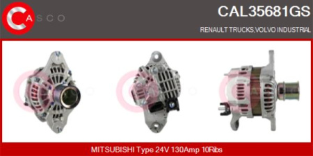 MITSUBISHI LATURI 24V 130A VL / DEUTZ / KALMAR / TAD870-873VE | 10PK Ø53MM HIHNAPYÖRÄ