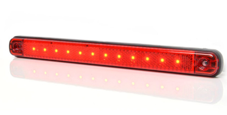 RS LED-ÄÄRIVALO "SLIM" HEIJASTIMELLA | 12LED | PUNAINEN | 12-24V | 238X21X11MM
