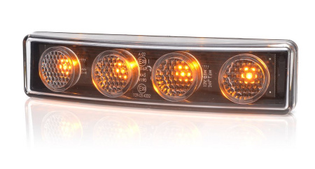 RS LED-KULMAVALO SC | KELTAINEN | 4LED | PISTOKKEELLA | 12-24V | 180 X 43 MM