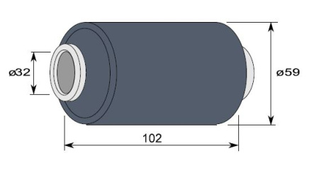 KUMIHELA VETOAISALLE  Ø32/59 X102MM KUMIPINTAINEN