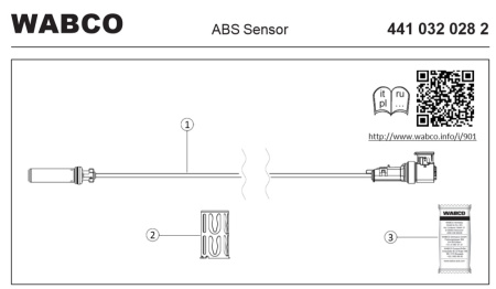 WABCO ABS/EBS TUNNISTIN SUORA VL L=1,73M