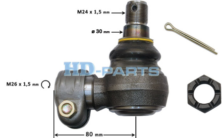 HD PALLONIVEL OHJAUSSYLINTERILLE OKK SISÄKIERRE M26X1,5 L=80MM