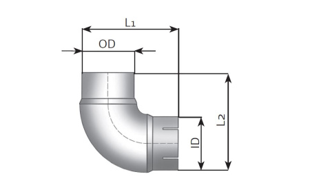 DINEX MUTKAPUTKI 90° 114MM LYHYT