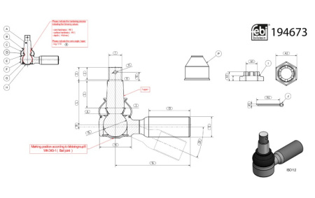 FEBI RAIDETANGONPÄÄ VL OKK M30X1,5 L=141MM | KARTIO 28,6MM 
