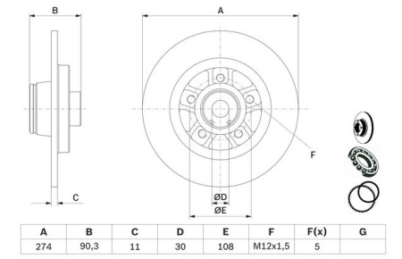 BOSCH JARRULEVY MB CITAN Ø274MM ECE-R90