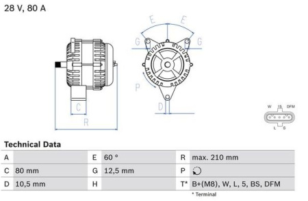 BOSCH |RV| LATURI 24V 80A DAF