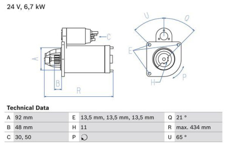 BOSCH |RV| KÄYNNISTIN 24V 6,7KW SC