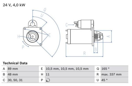 BOSCH |RV| KÄYNNISTIN VL FL6 24V 4,0KW 11-HAMPAINEN