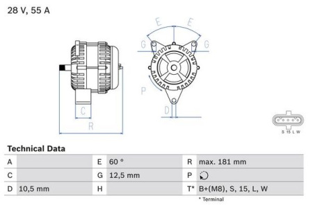 BOSCH |RV| LATURI 24V 55A MAN