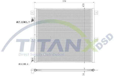TITANX LAUHDUTIN ILMASTOINTILAITTEELLE VL FL/RENAULT MIDLUM | 555X480X16MM
