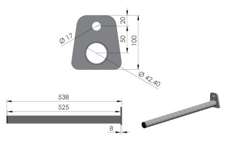 TMT KANNAKEPUTKI LEVYLLÄ 525MM HZN