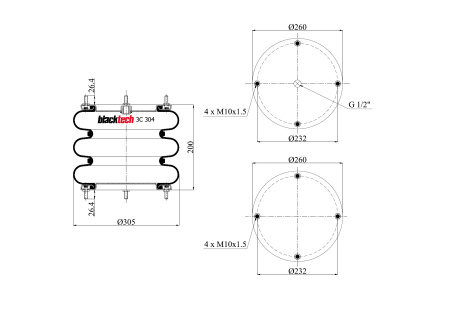 BLACKTECH NOSTOPALJE 12X3 4-PULTTINEN G1/2 