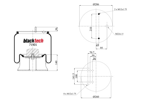 BLACKTECH ILMAJOUSIPALJE MERCEDES PERÄVAUNUAKSELIT METALLIMÄNNÄLLÄ