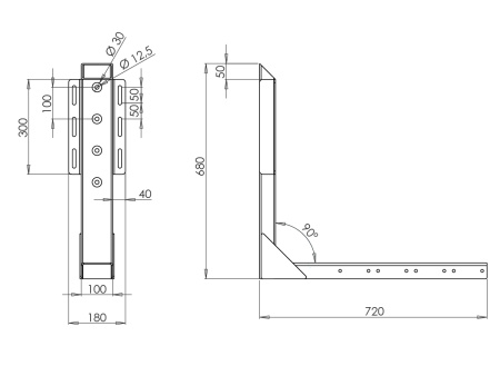 TMT L-KANNAKE PERÄVAUNUUN 720X680 MM