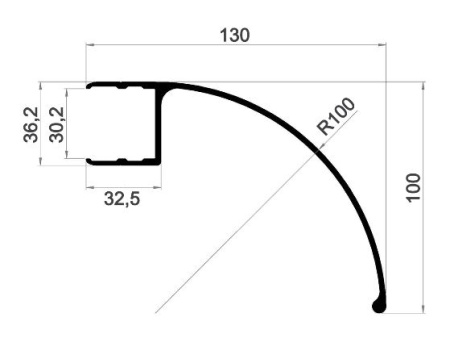 N-M SIVUSUOJAN PÄÄTY 500MM ALUMIINI 7624AN