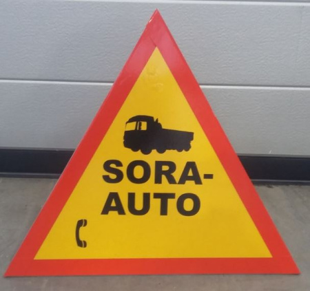 VAROITUSKOLMIO "SORA-AUTO" HEIJASTAVA TUKIJALALLA 